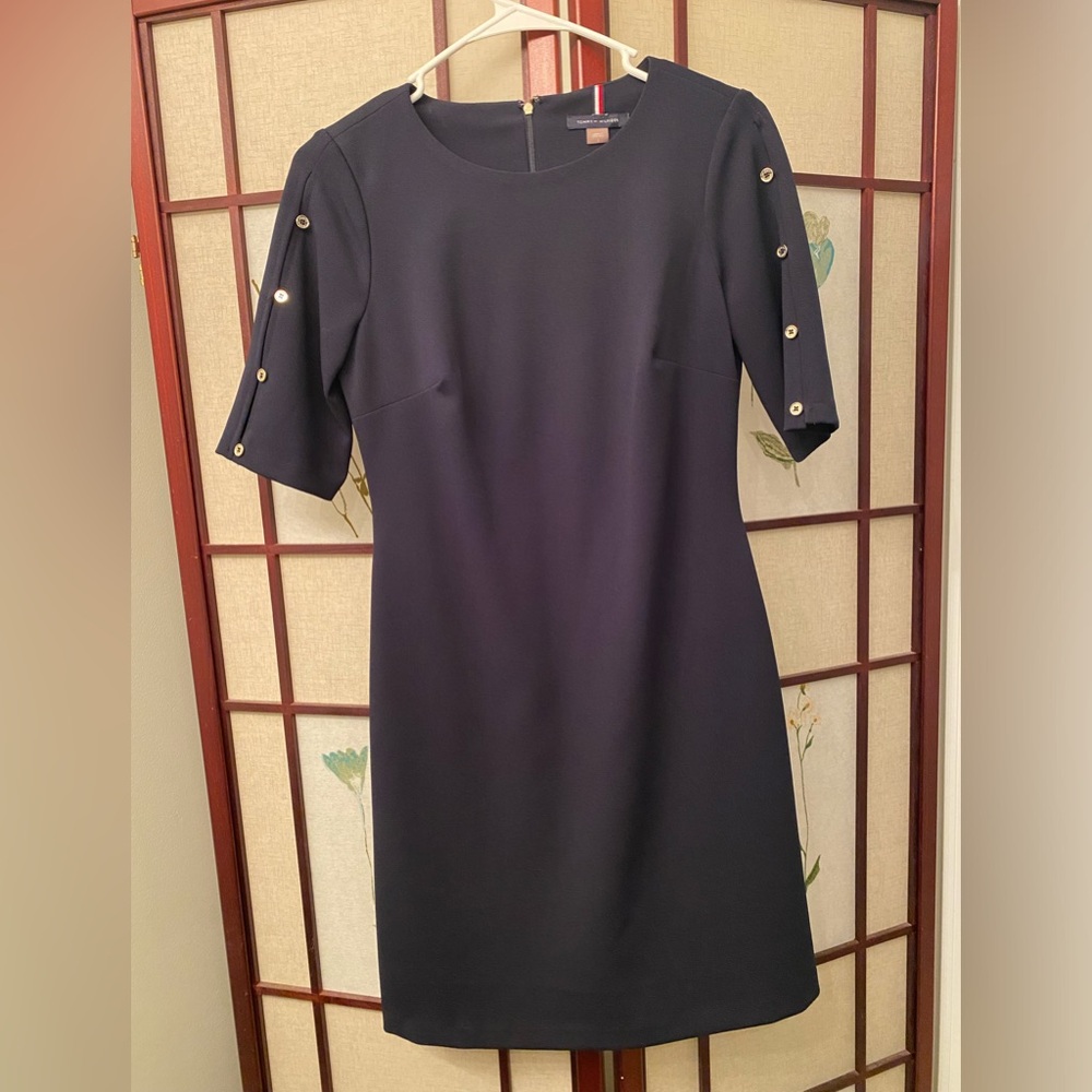 Tommy Hilfiger - Dark Navy Dress with Gold Button Accents
